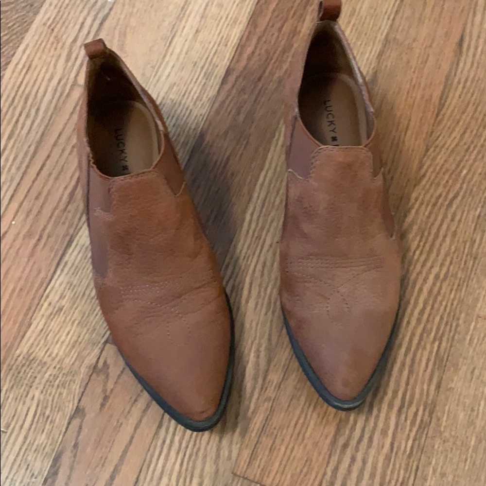 EUC Lucky Brand Tan chestnut western booties 6.5